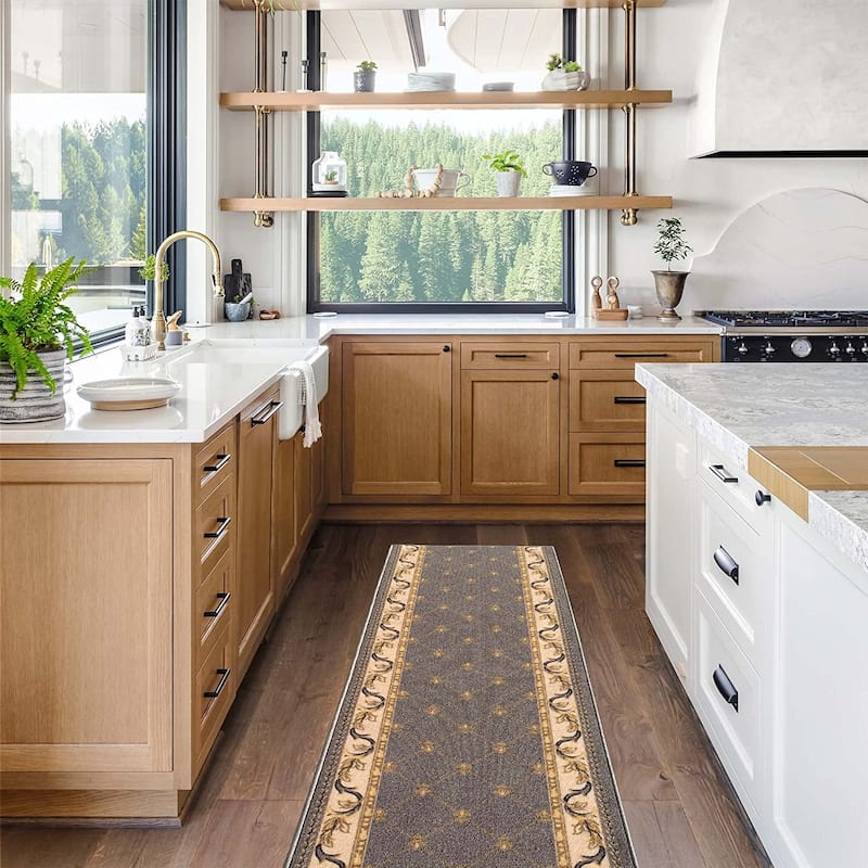 Custom Size Trellis French 26 Inch Wide Non-Slip Stair Runner Rug