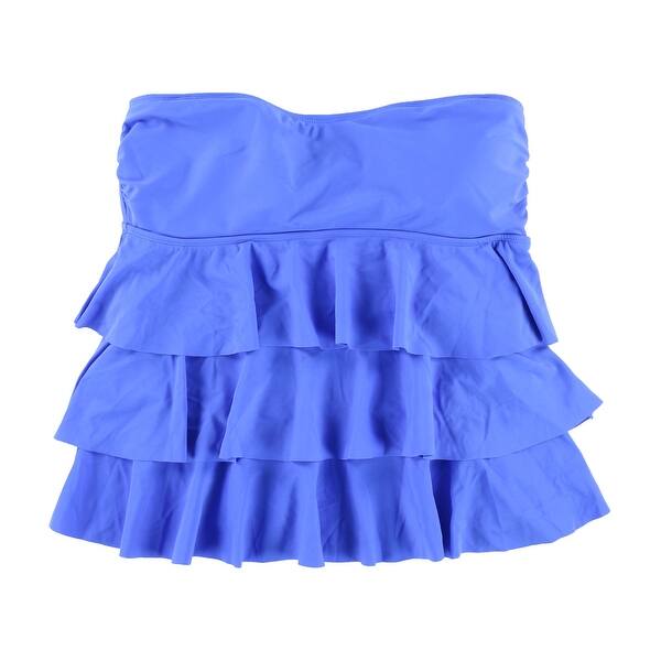slide 1 of 5, Island Escape Womens Tiered Bandeau Swim Top, Blue, 8
