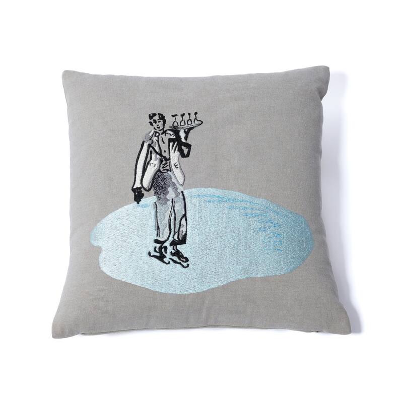 St. Moritz Glam Cotton Embroidered Throw Pillow, 16" x 16"