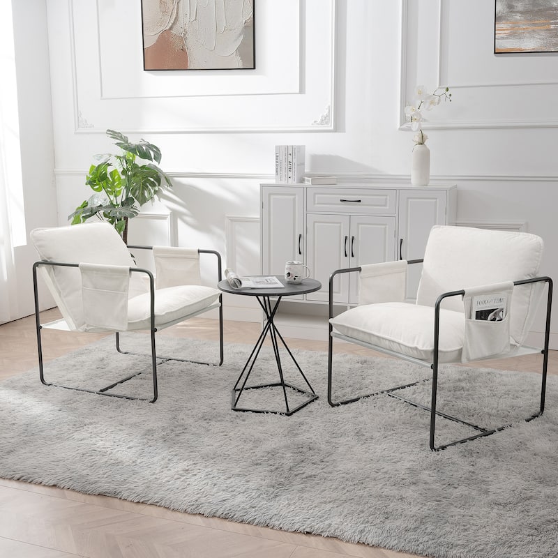 Upholstered Hanging Armchair with Arm Pocket and Crushed Foam Cushions - 29.13 x 27.56 x 32.68