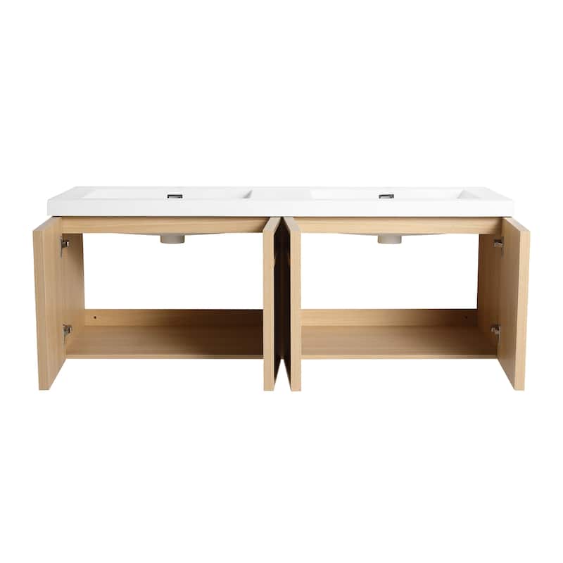 Beingnext 48"/60" Wall-Mounted Bathroom Vanity with Sink, Floating Bathroom Vanity with Soft Close Door