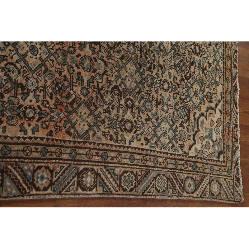 Hamedan Persian Vintage Area Rug Hand-Knotted Wool Carpet - 4'9" x 10'7"