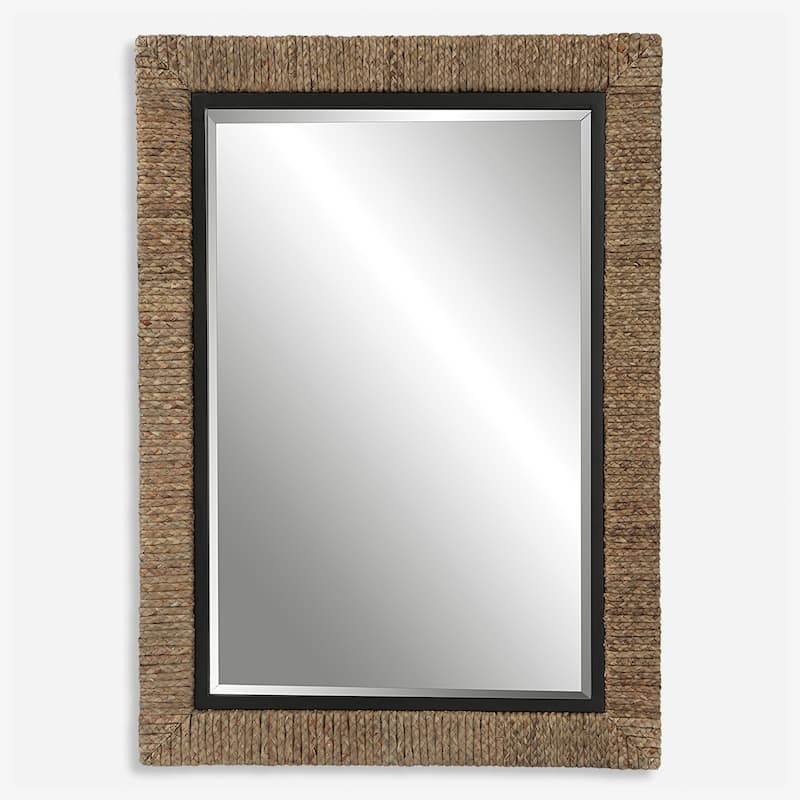 Braided Straw Rectangular Beveled Wall Mirror - 41.25"