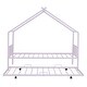 preview thumbnail 60 of 82, Twin/Full Size Metal House Bed with Twin Size Trundle, Playhouse Bed Montessori Bed House Platform Bed with Roof Frame for Kids