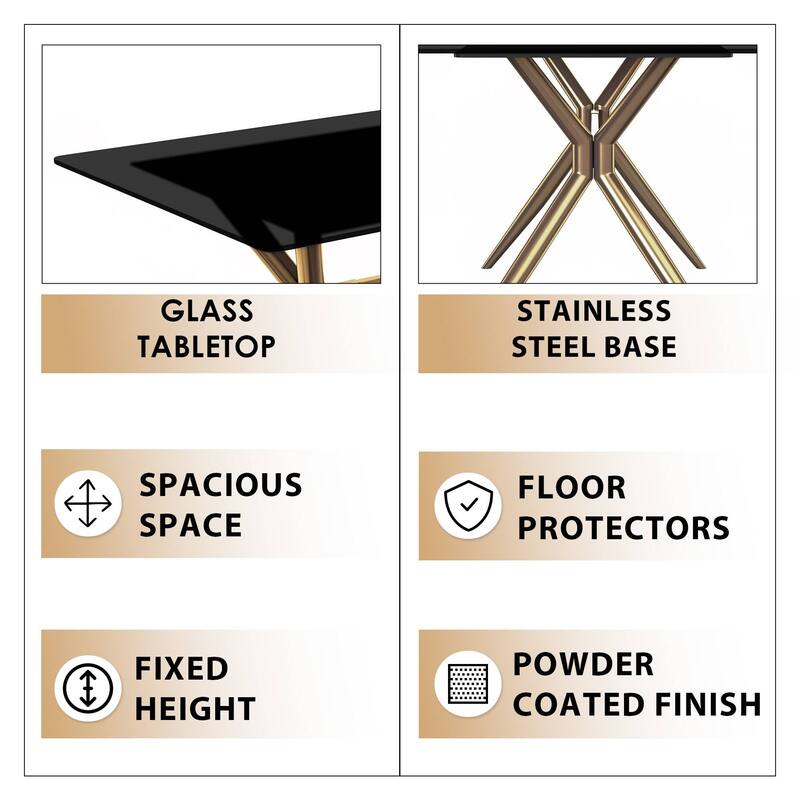 Elega Rectangular Dining Table with Sintered Stone/Glass Top