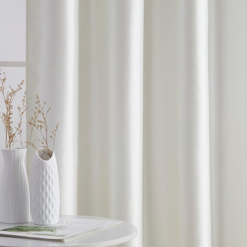 HLC.me Jefferson Faux Silk Semi Sheer Light Filtering Lined Grommet Window Curtain Bedroom, 2 Panels