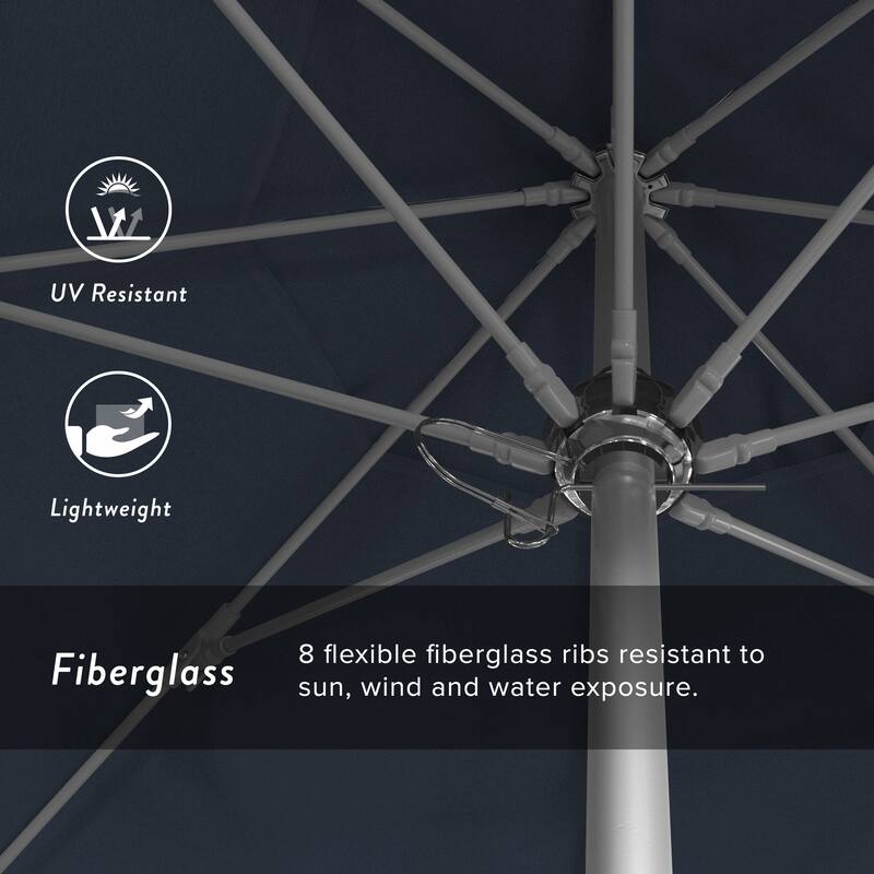 California Umbrella 7.5' Rd. Aluminum Frame, Fiberglass Rib Market Umbrella, Push Open,Anodized Silver Finish, Pacifica Fabric