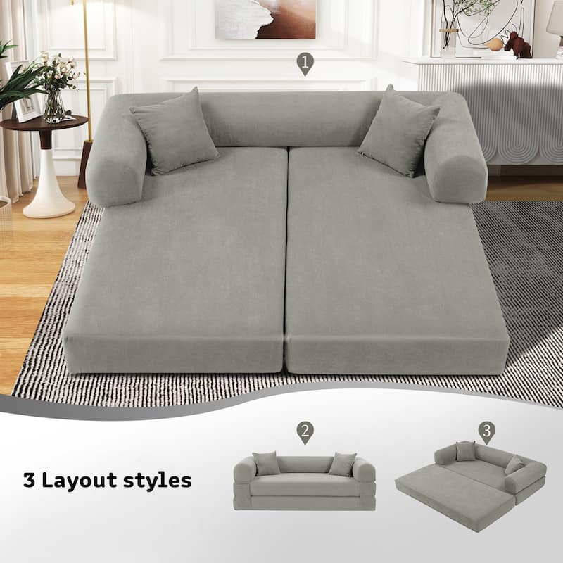 3-in-1 Convertible Sleeper Sofa with Pillows & Storage
