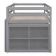 preview thumbnail 25 of 34, Twin/Full Size Low Loft Bed with Retractable Writing Desk and 4 Drawers, Wooden Loft Bed Frame w/ Lateral Portable Desk & Ladder