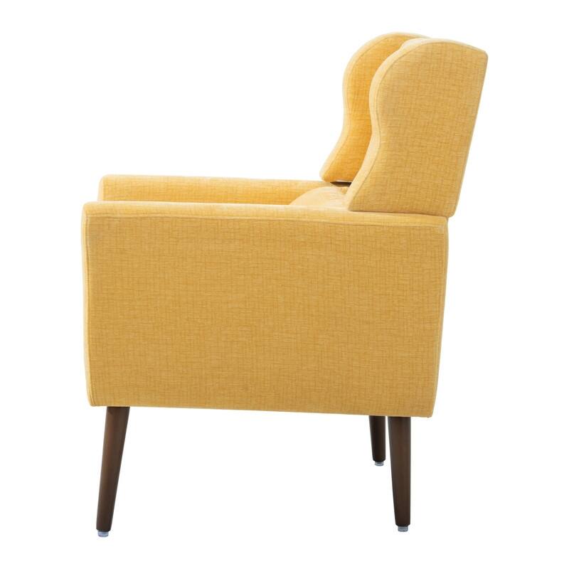 Modern Chenille Upholstered Armchair with Pillow and Solid Wood Leg