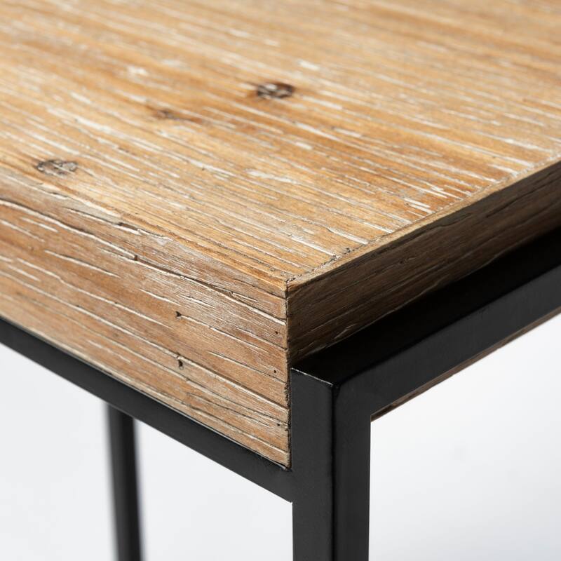 Karissa Brown Wood/ Black Metal Nesting Tables (Set of 2) - 19.3L x 13.0W x 24.8H