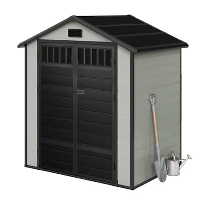 6x4.4 FT Resin Storage Shed with Fence-Style and Side Windows - 6' X 4.4'