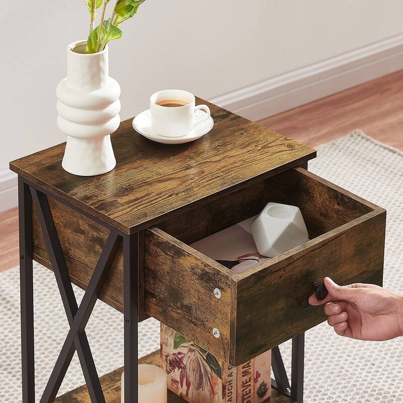Javlergo Nightstand with 1-Drawer and Storage Shelf End Table Bedside Table for Bedroom Livigng room
