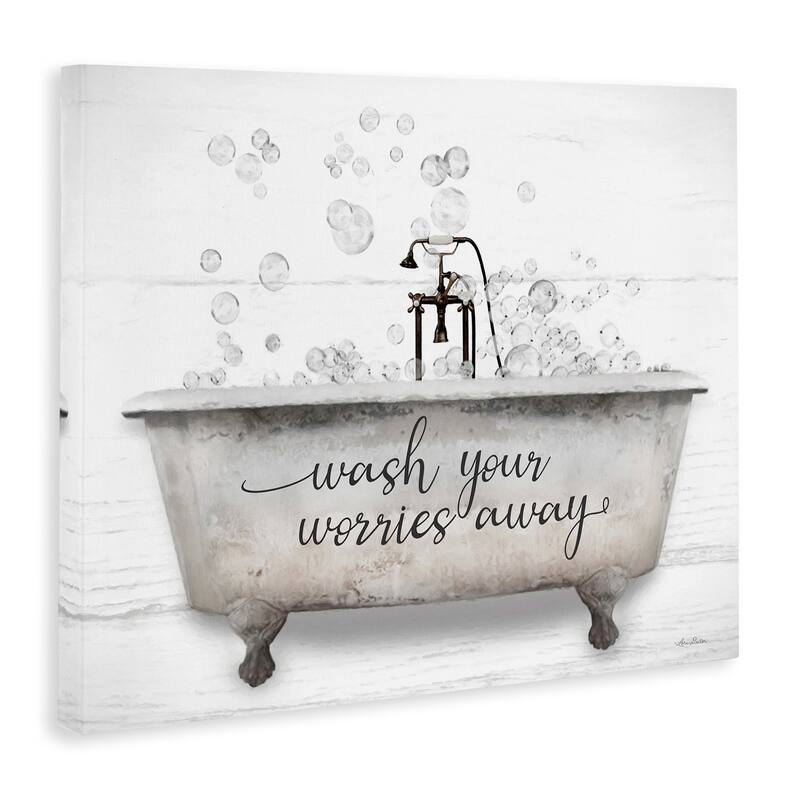 Stupell Wash Your Worries Away Tub Bubbles Canvas Wall Art by Lori Deiter