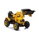 preview thumbnail 2 of 7, Ride On Excavator - 12V Battery Powered Construction Vehicle for Kids with Front Loader, Horn, Safety Belt - Yellow
