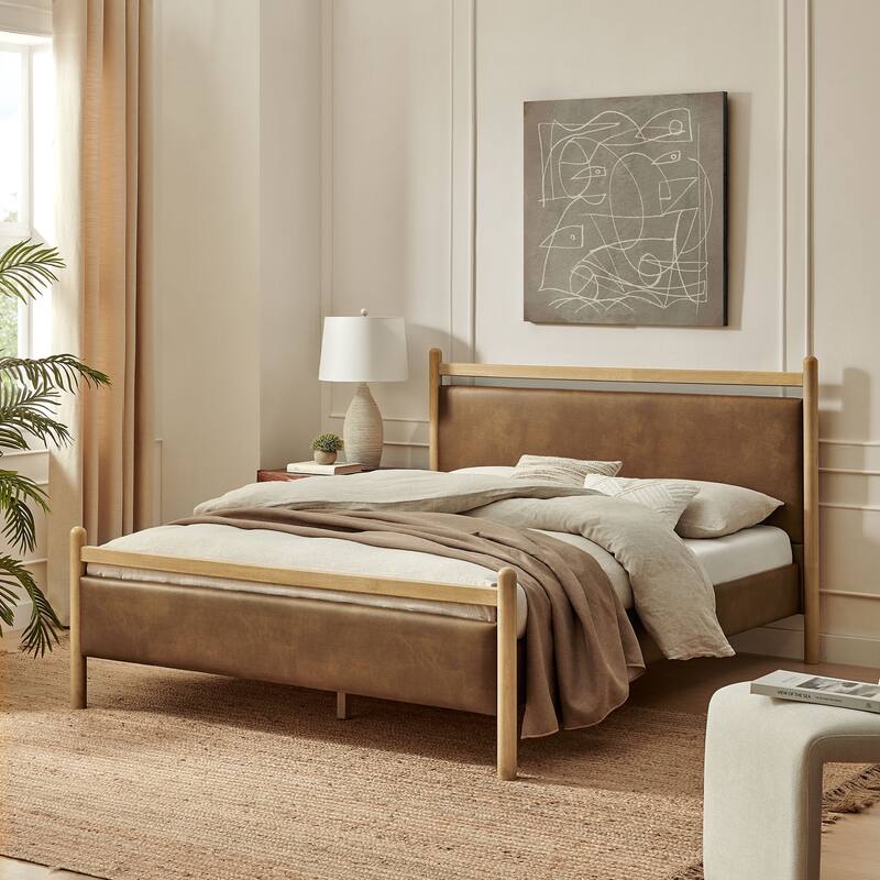 Ginny Platform Bed Frame - Light Oak Canyon - King
