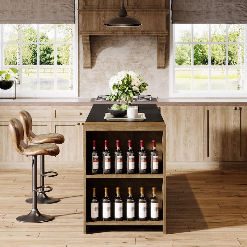 55 Inches Farmhouse Kitchen Island with Storage for Kitchen, Dining Room