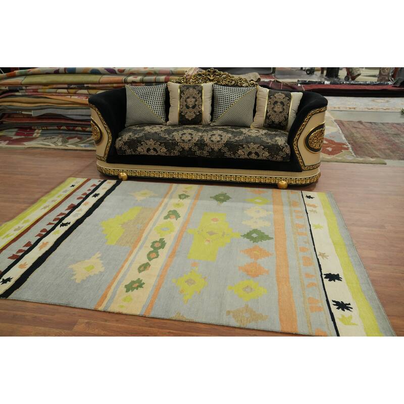 Handmade Wool Gabbeh Vegetable Dye Area Rug Handmade Carpet - 9' 1'' X 6' 0''