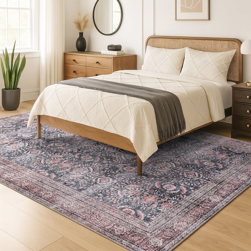 World Rug Gallery Vintage Inspired Machine Washable Non Slip Area Rug