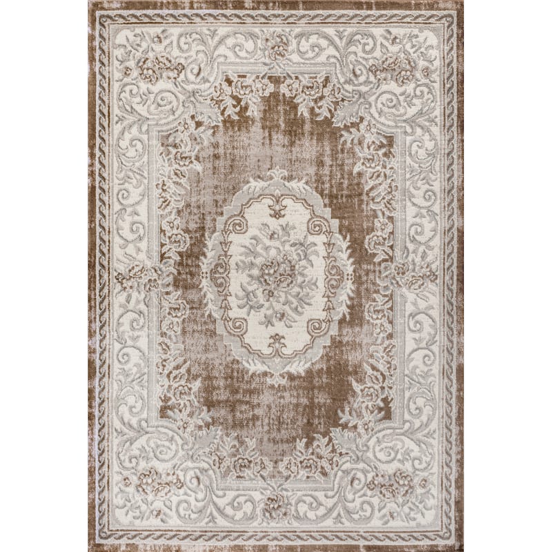 JONATHAN Y Amir Cottage Medallion Area Rug - 4 X 6 - Brown/Gray