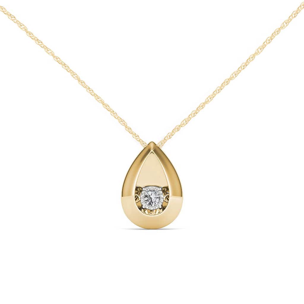 1/20ct TDW Dancing Diamond Pendant Necklace in 10K Yellow Gold for Women