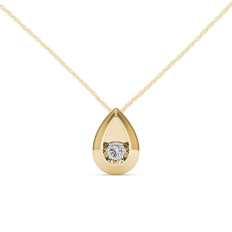 1/20ct TDW Dancing Diamond Pendant Necklace in 10K Yellow Gold for Women