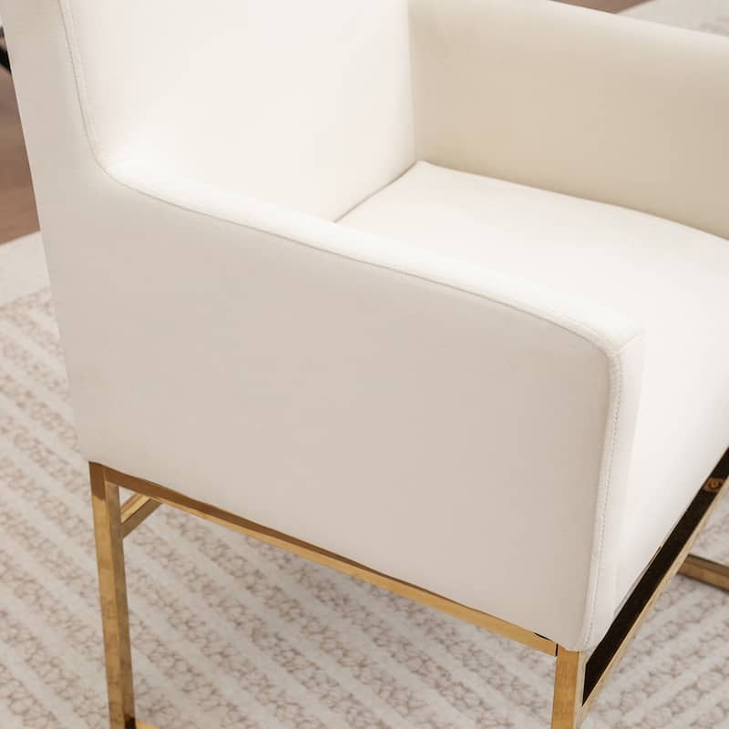 SEYNAR Modern Velvet Accent Arm Dining Chair Set of 2 with Metal Legs