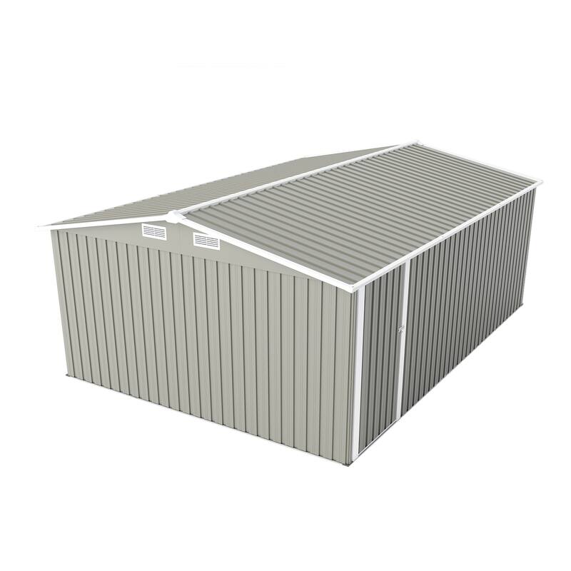 Outdoor Metal Storage Shed with 3 Lockable Doors and 4 Vents