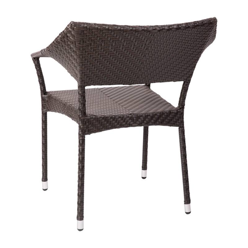 All Weather Commercial Grade PE Rattan Stacking Patio Chairs - 4 Pack