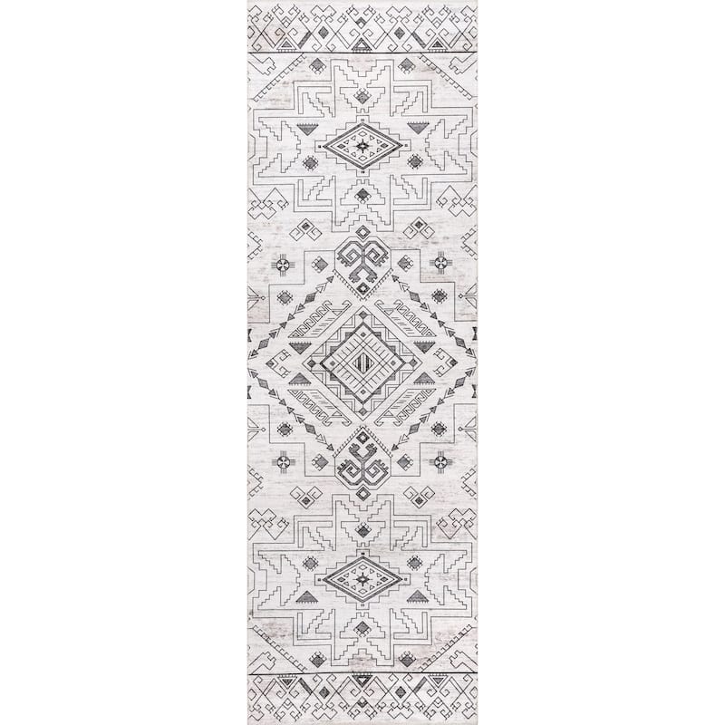 Nuloom Malena SpinClean Tribal Bordered Machine Washable Area Rug