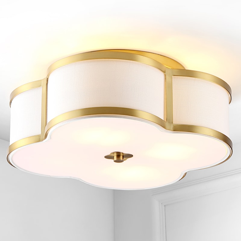 Frank Scalloped Shade Metal Classic Glam LED Flush Mount, by JONATHAN Y