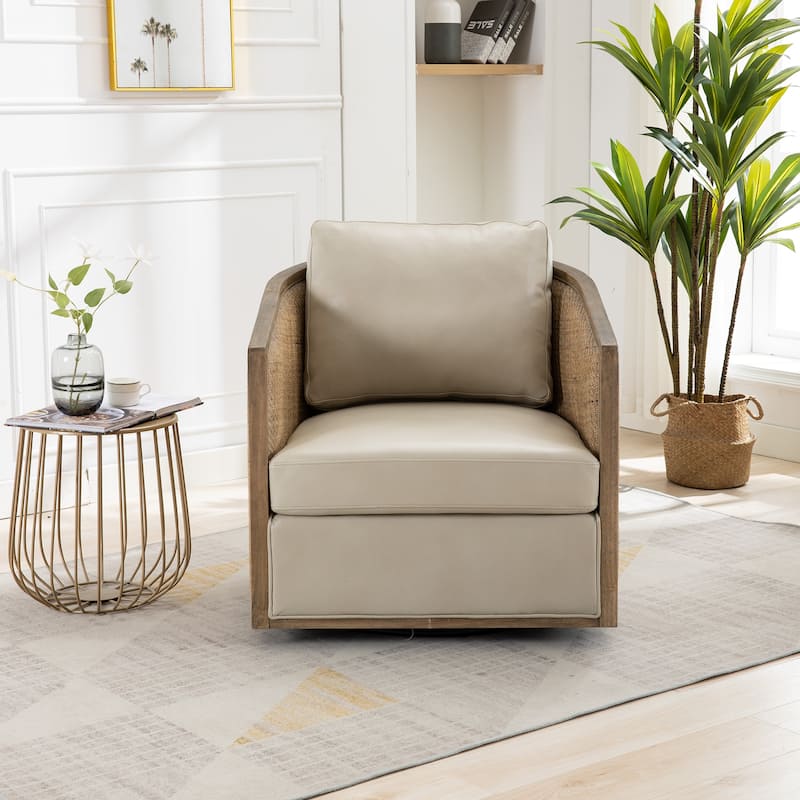 Oyster Grey 30.12" 360° Swivel Barrel Chair