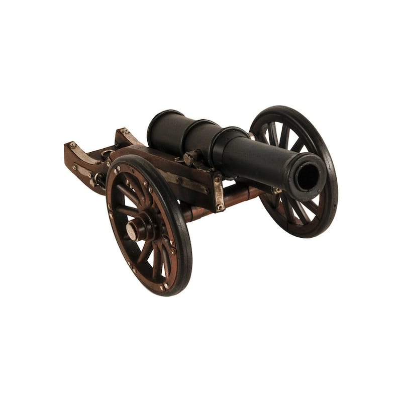 HomeRoots 3" Brown and Black Metal Louis XIV Cannon Hand Painted Sculpture - 11' X '3' X '5.5