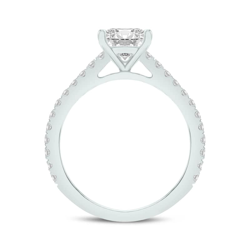 Marquee 1.50 CTW Center Princess Cut Lab Grown Diamond Engagement Ring Set in 14Karat White Gold
