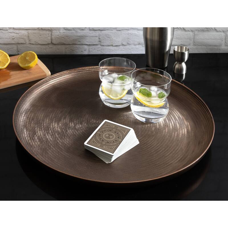 Kate and Laurel Stovring Round Metal Tray - 16" Diameter