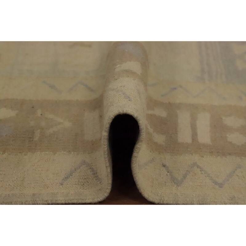 Hand Woven Oriental 100% Wool Carpet Southwestern Tribal Beige & Ivories Kilim Area Rug - 6' 6'' X 4' 9''