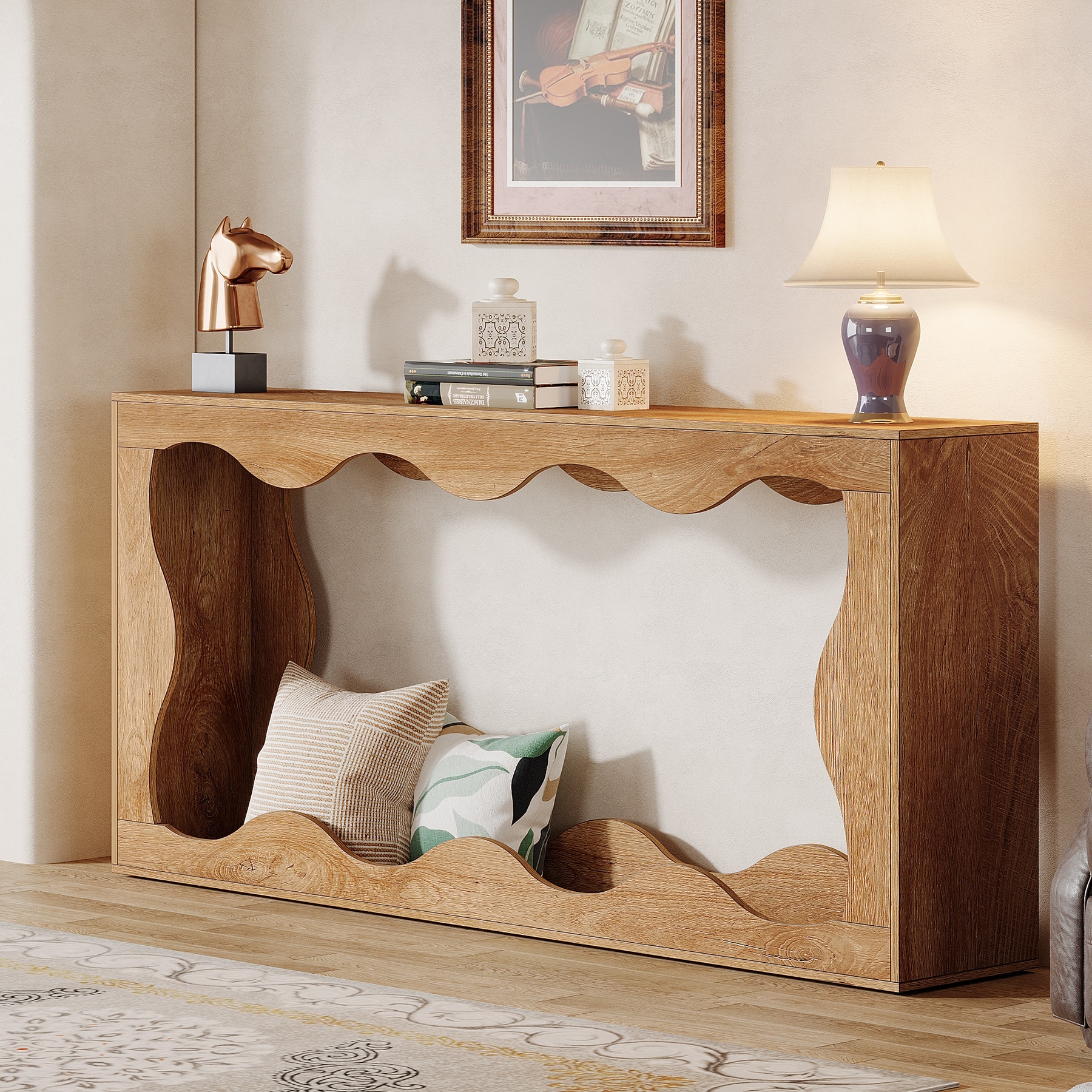 2 Tier Wood Console Sofa Table for Entryway Living Room