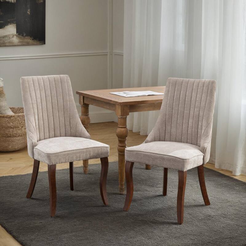 Rayon Cloth Flocking Linen Dining Chairs Channel Kitchen Dinner Chair Comfy Fabric Upholstered Accent Chair for Dining Room