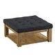 preview thumbnail 11 of 26, Lennon Pine Storage Ottoman Coffee Table by iNSPIRE Q Artisan Dark Grey Linen - Dimpled Tufts