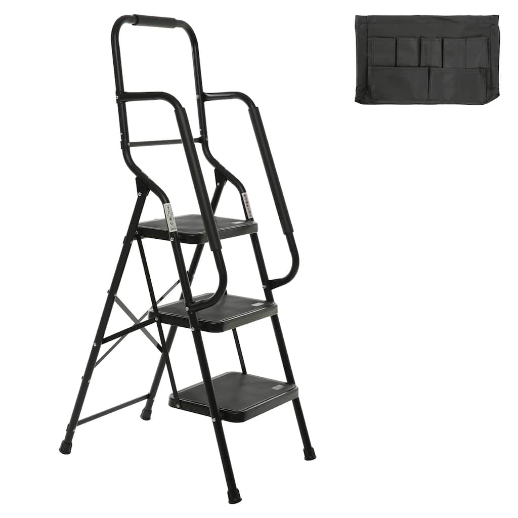 3-Step Folding Ladder with Handrails