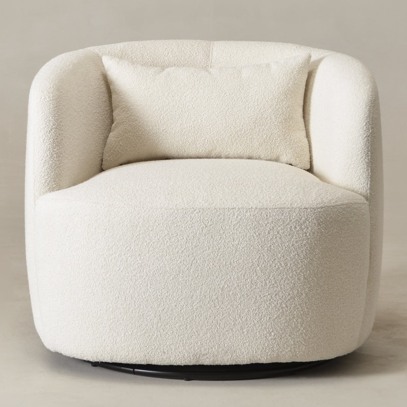 KINWELL 34" Sherpa Swivel Accent Chair Boucle Upholstered Armchair