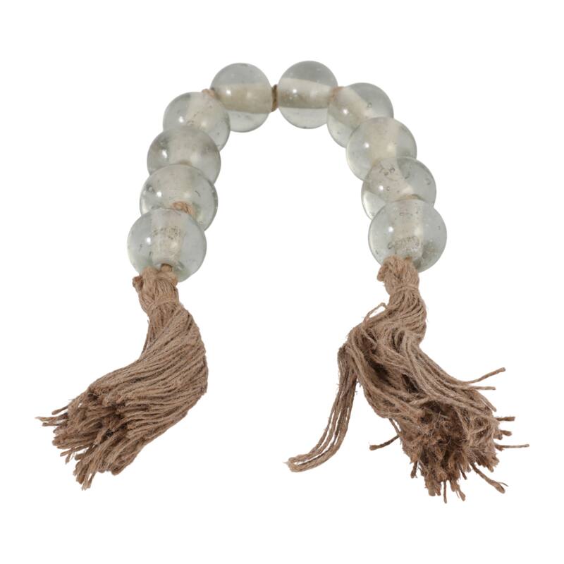 Glass Bead Garland Jute Tassels Modern Handcrafted Accent Strand - 36" x 2" x 2"