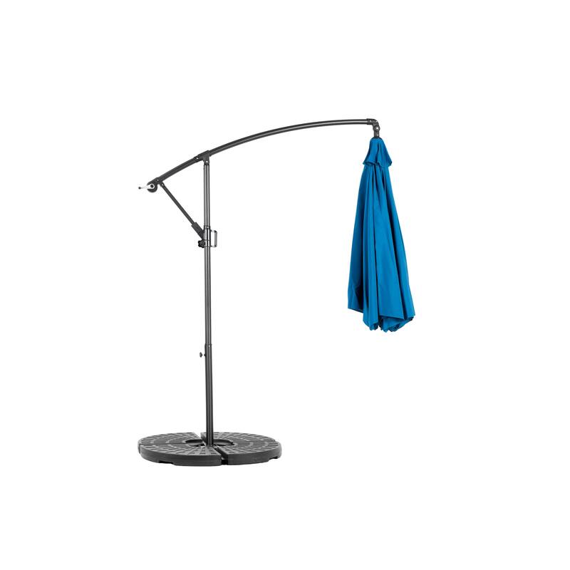 Hanging Patio Umbrella Polyester Parasol with Tilt Adjustment 8 Ribs, for Backyard Poolside - (Dark Green)