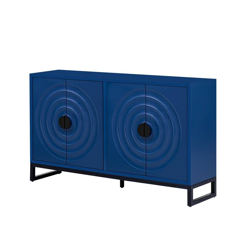 Modern Minimalist Water Ripple Buffet Cabinet, Storage Cabinet, Sideboard with Rubberwood Veneer, for Living Rooms