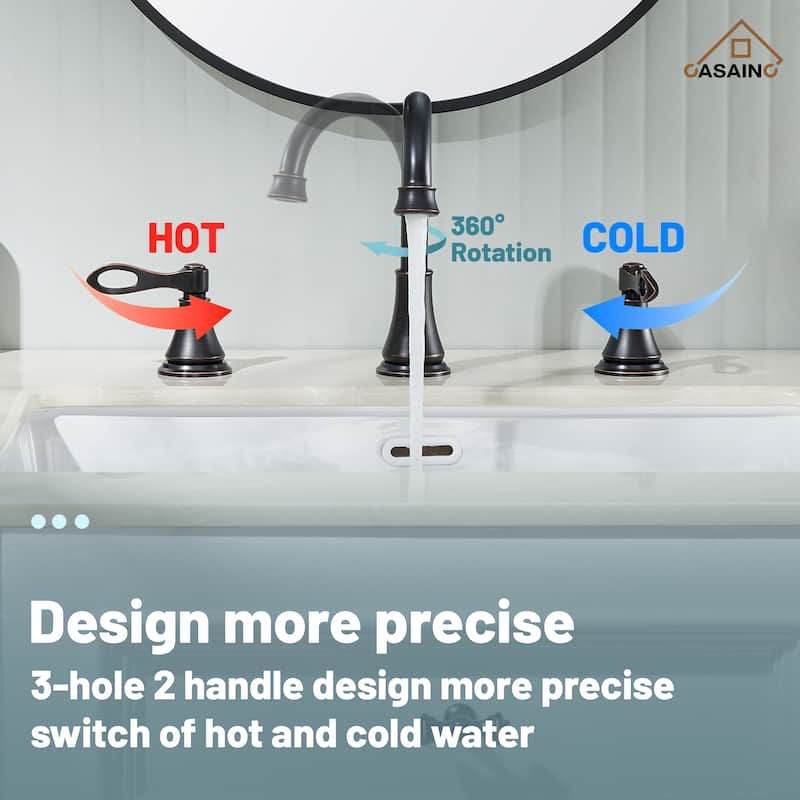 8 in. Widespread Double Handle Bathroom Faucet with Drain Kit Included