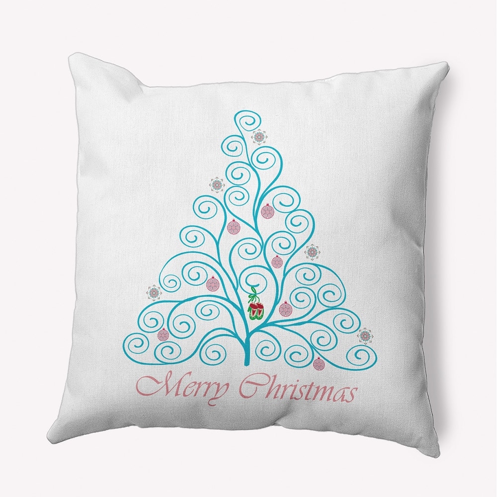 Decorated Filigree Christmas Tree Accent Pillow