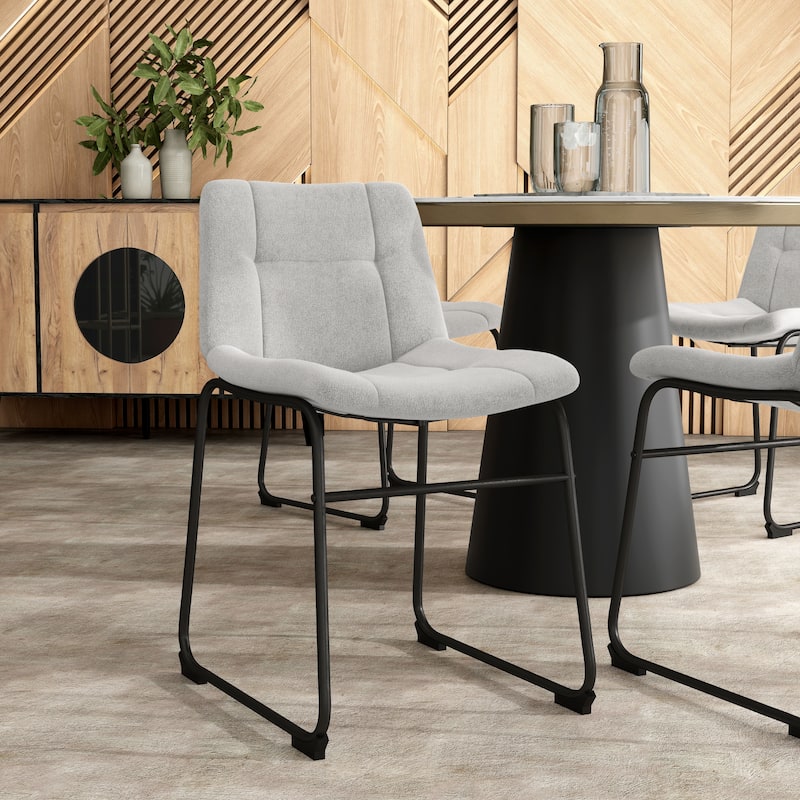 Furniture of America Eamon Modern Chenille Padded Dining Chairs (Set of 2) - Light Grey - Dining Height