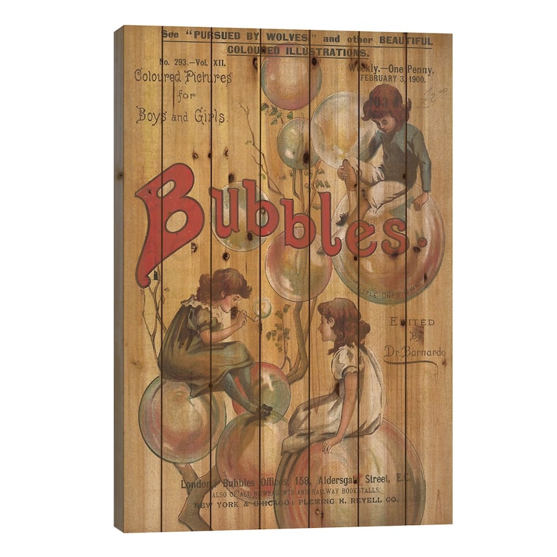 1900 Bubbles Magazine Cover Print On Wood by The Advertising Archives - Multi-Color - 26x18x1.5