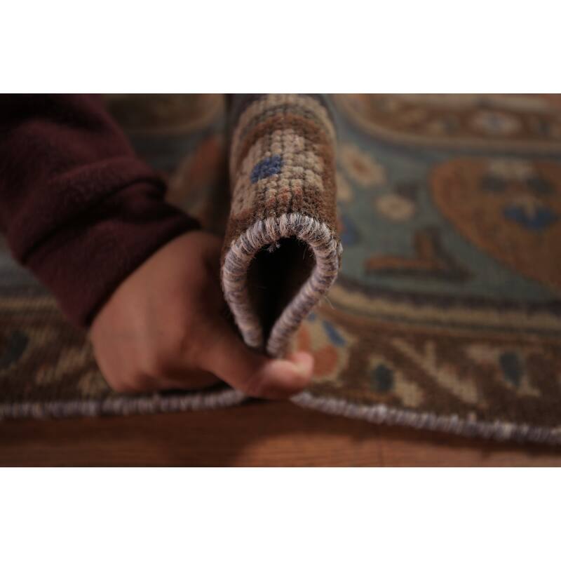 Blue Tabriz Persian Vintage Area Rug Hand-Knotted Wool Carpet - 9'6" x 12'10"