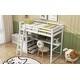 preview thumbnail 4 of 6, White Loft Bed with Desk and Shelves, Two Built-in Drawers